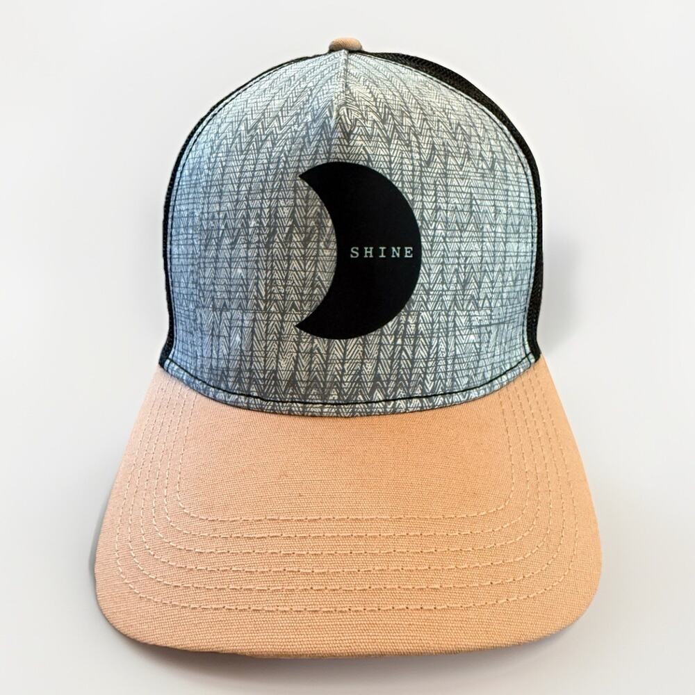 prAna Womens Pink Gray Moon Shine Adjustable SnapBack Trucker Hat Baseball Cap